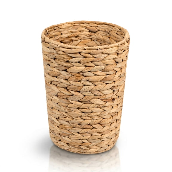 Wicker Trash Can,Small Bathroom Trash Can,Water Hyacinth Wicker Waste Basket for Bathroom,Boho Waste Basket for Bedroom,Home Office,Compact Spaces(2 Gallon Round)