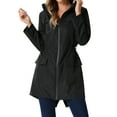 thumbnail image 1 of Abrigo Trench Windbreaker INSPIRE CHIC para mujer, chaqueta impermeable ligera con capucha, color negro, 1 of 6