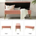 thumbnail image 6 of Tina's Home Velvet Storage Bench 45" Upholstered End of Bed Foot Stool Bedroom Entryway Pink, 6 of 9