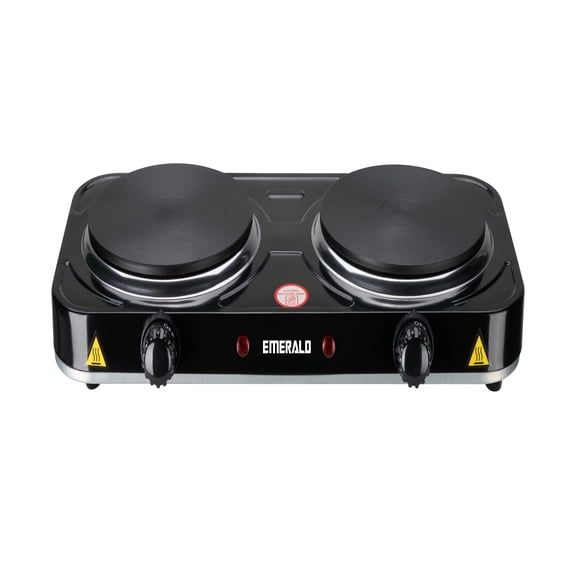 Emerald 20” 2-Coil Black Countertop Burner