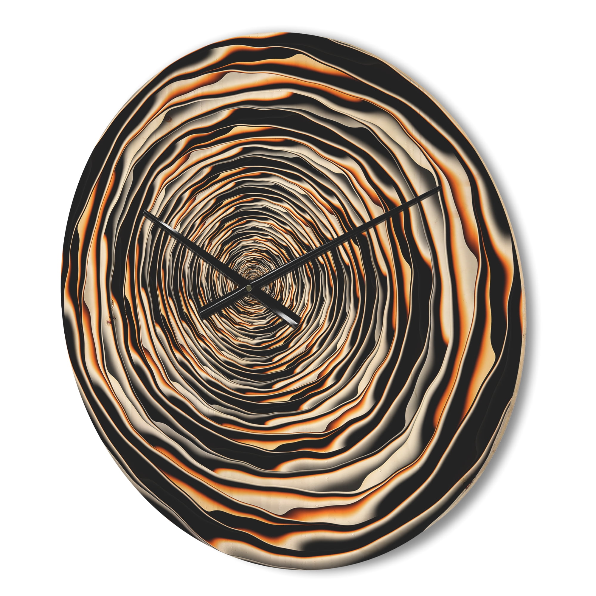 Designart 'Fractal Spiral Rotating' Modern Wood Wall Clock