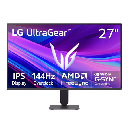 LG 27" UltraGear FHD 144Hz Overclock Gaming Monitor with AMD FreeSync G-Sync Compatible, 27G411A-B