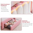 thumbnail image 5 of Cocosity Pink Velvet Upholstered Platform Twin Size LED Bed Frame with Drawer Adjustable Lighted Headboard for Girls Kid's Bedroom, 5 of 12