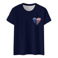 thumbnail image 1 of Hauts d'Été pour Femmes Jour de L'Indépendance Drapeau Col Rond Imprimé Lettre Manches Courtes T-Shirts pour Femmes Marine L, 1 of 4