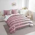 thumbnail image 3 of Feelyou Modern Fashion Bedding Comforter Set 7 Pieces for Teens, Cartoon Stars Print Full Bedding Set, Grey Pink Geometric Reversible Fitted Sheet Flat Sheet, Luxury Bedroom Decor, 3 of 7