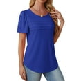 thumbnail image 4 of Fantaslook Women Blouses Dressy Casual Summer Short Sleeve Shirts Crew Neck Pleated Tunic Tops, 4 of 9
