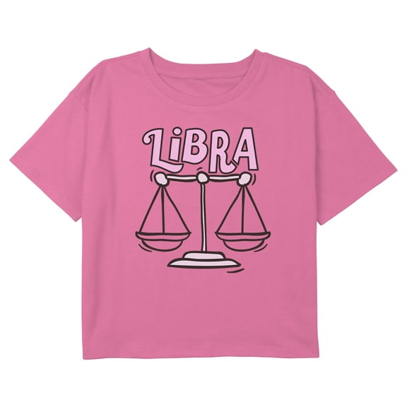 Girl's Lost Gods Zodiac Libra Art Symbol Graphic Cropped T-Shirt Light Pink Large