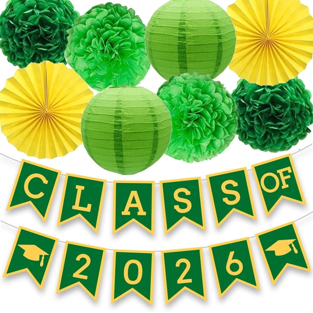 Decoración para fiesta de graduación DOMOO OF DREAMS verde y amarillo