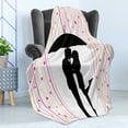 thumbnail image 4 of Kissing Soft Flannel Fleece Throw Blanket, Couple Romance Under Umbrella Abstract Colorful Raindrops, Cozy Plush for Indoor and Outdoor Use, 50" x 60", Dark Brown White, by Ambesonne, 4 of 5