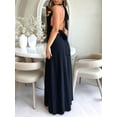 thumbnail image 4 of Womens Halter Deep V Neck Maxi Dress Sleeveless Backless Split Long Dress, 4 of 7
