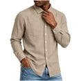 thumbnail image 6 of Busydd Mens Button Down Shirt with Front Pocket Solid Color Long Sleeve Shirts for Men Dressy Casual Turndown Collar Shirts M, 6 of 9