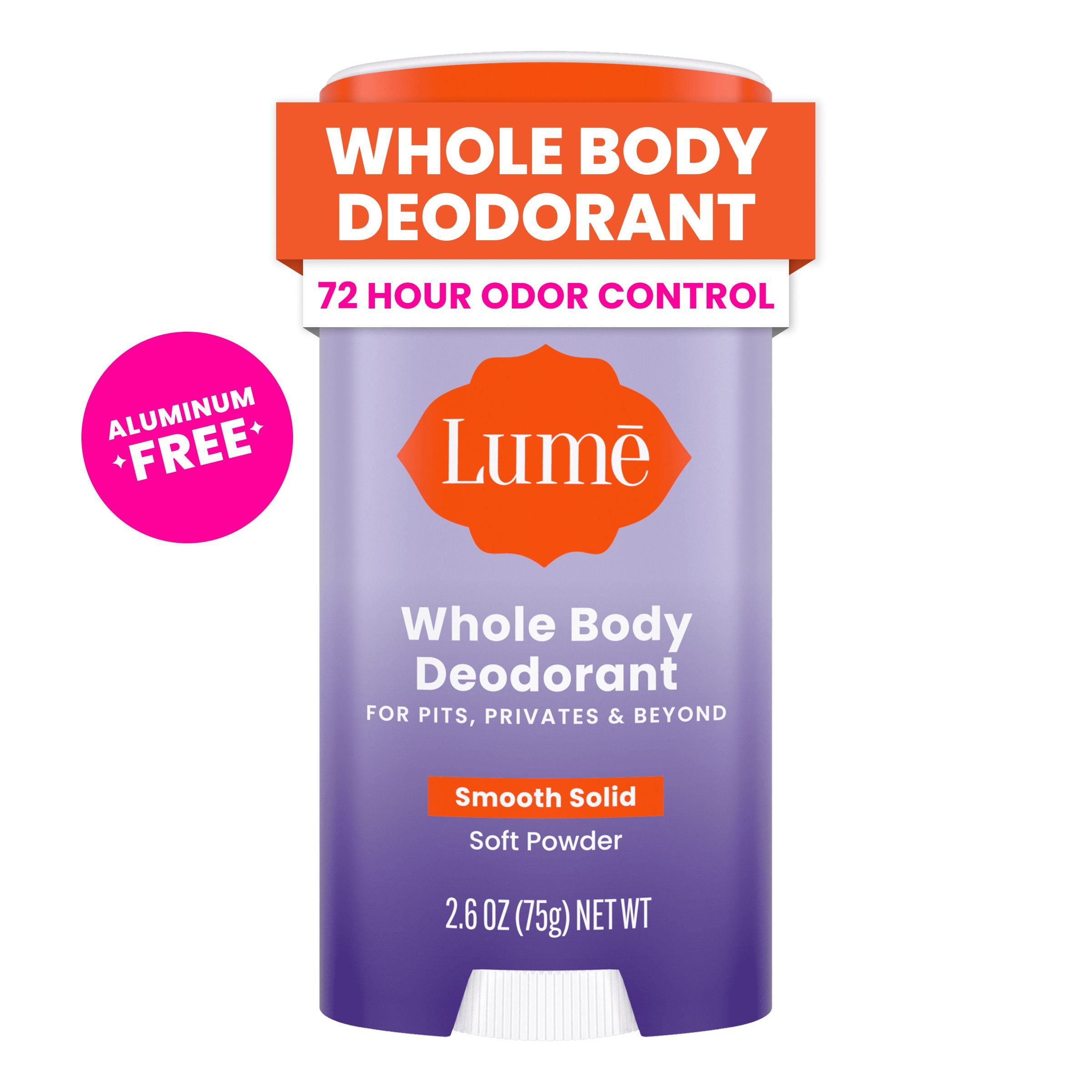 (2 pack) Lume Whole Body Women’s Deodorant - Smooth Solid Stick - Aluminum Free - Soft Powder - 2.6oz