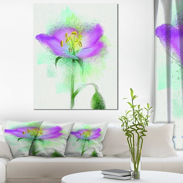 Belle Aquarelle Violette Fleur - Toile Florale Art Imprimer