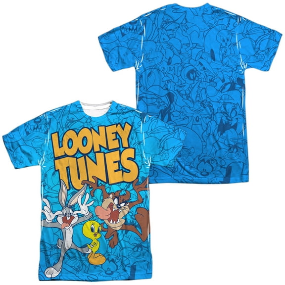 Looney Tunes Collage of Characters Unisex Adult Sublimated Costume T Shirt (Front/Back), 3X-Large Multicolor