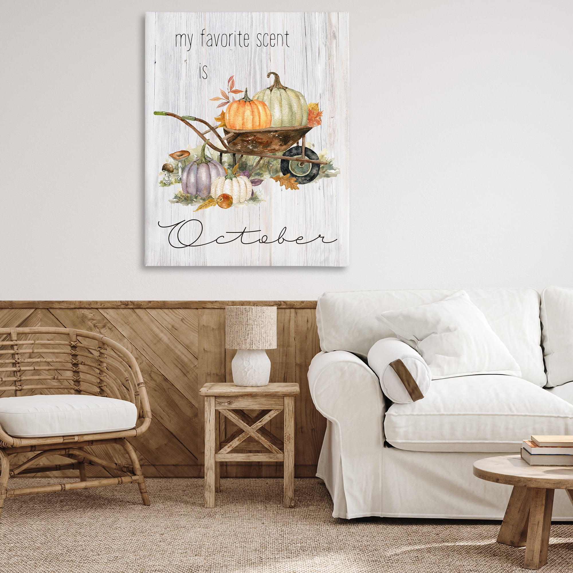 Stupell Industries Favorite Scent is October Holiday Painting Gallery Wrapped Canvas Art Prints Wall Art, 36 x 48