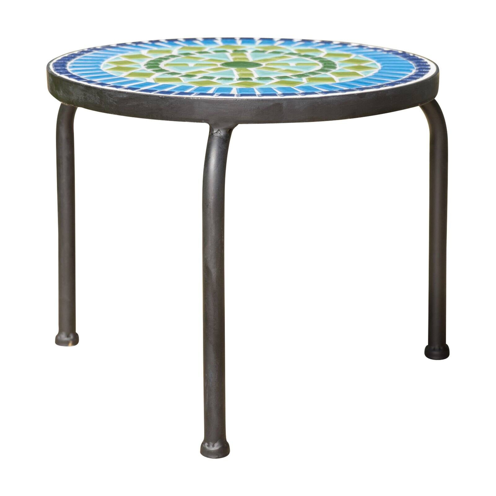 Iris Ceramic Tile Patio Side Table