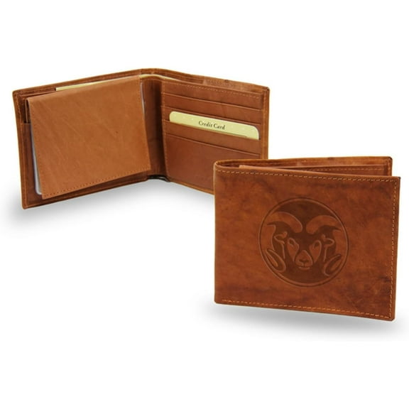 Colorado State NCAA Rams Brown Leather Embossed Bifold Passcase Wallet