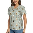 thumbnail image 2 of Vsdgher Dog Riding Skateboard Women Shirts V Neck Short Sleeve Tops T-Shirt Basic Tees, S to 3XLXX-Large, 2 of 5
