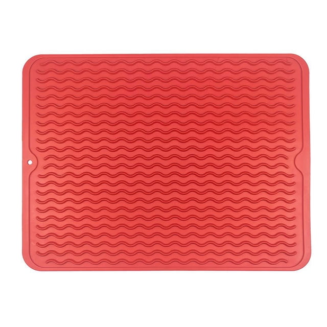Toystoory Fácil limpiar usos amplios del cojín de drenaje del silicón contrario hechos con la estera de los platos del silicón Cocina y Comedor Rojo 40*30*0.5 CM