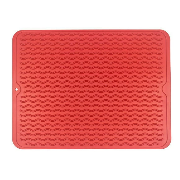 Toystoory Fácil limpiar usos amplios del cojín de drenaje del silicón contrario hechos con la estera de los platos del silicón Cocina y Comedor Rojo 40*30*0.5 CM
