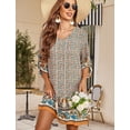 thumbnail image 3 of Zeagoo Sundress with Sleeves Women Casual Beach Summer Dress Boho Tassel Tie Neck 3/4 Long Sleeve Short Floral Print Flowy Cover Up Sundresses, 3 of 6