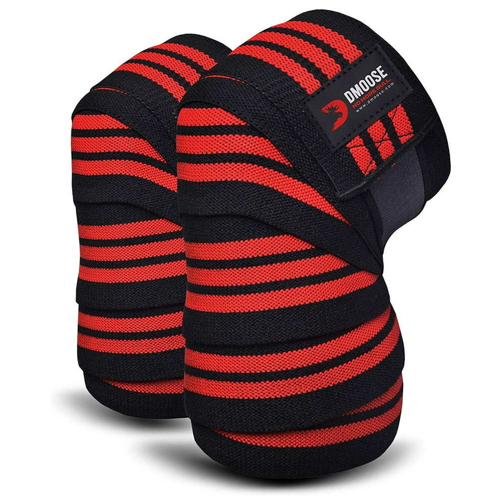 DMoose Fitness Compression Knee Wraps for Weightlifting, Powerlifting