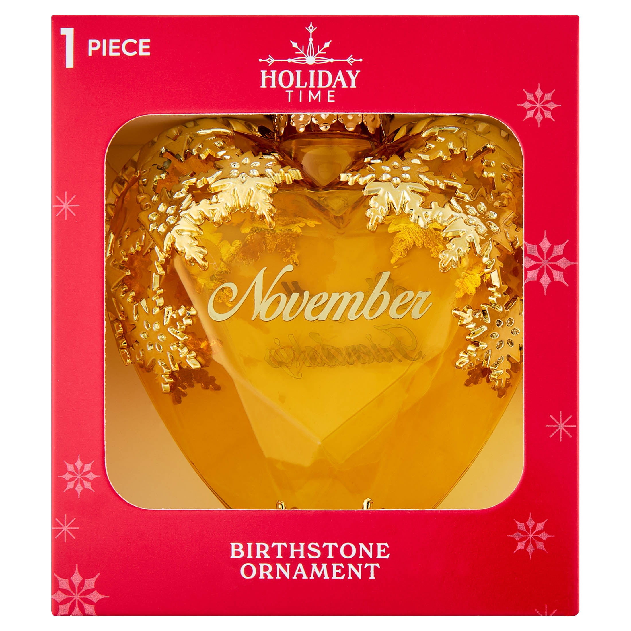 Yellow and Gold November Birthstone Christmas Ornament, 4.3", by Holiday Time