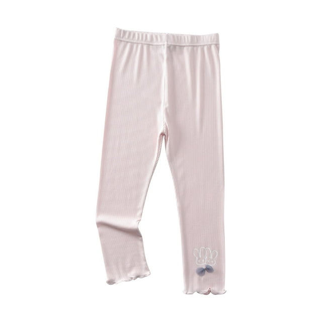 IROINID Deals Girls Pants Summer Pants Capri Big Rabbit Decorative Elastic Thin Children's Pants,Pink