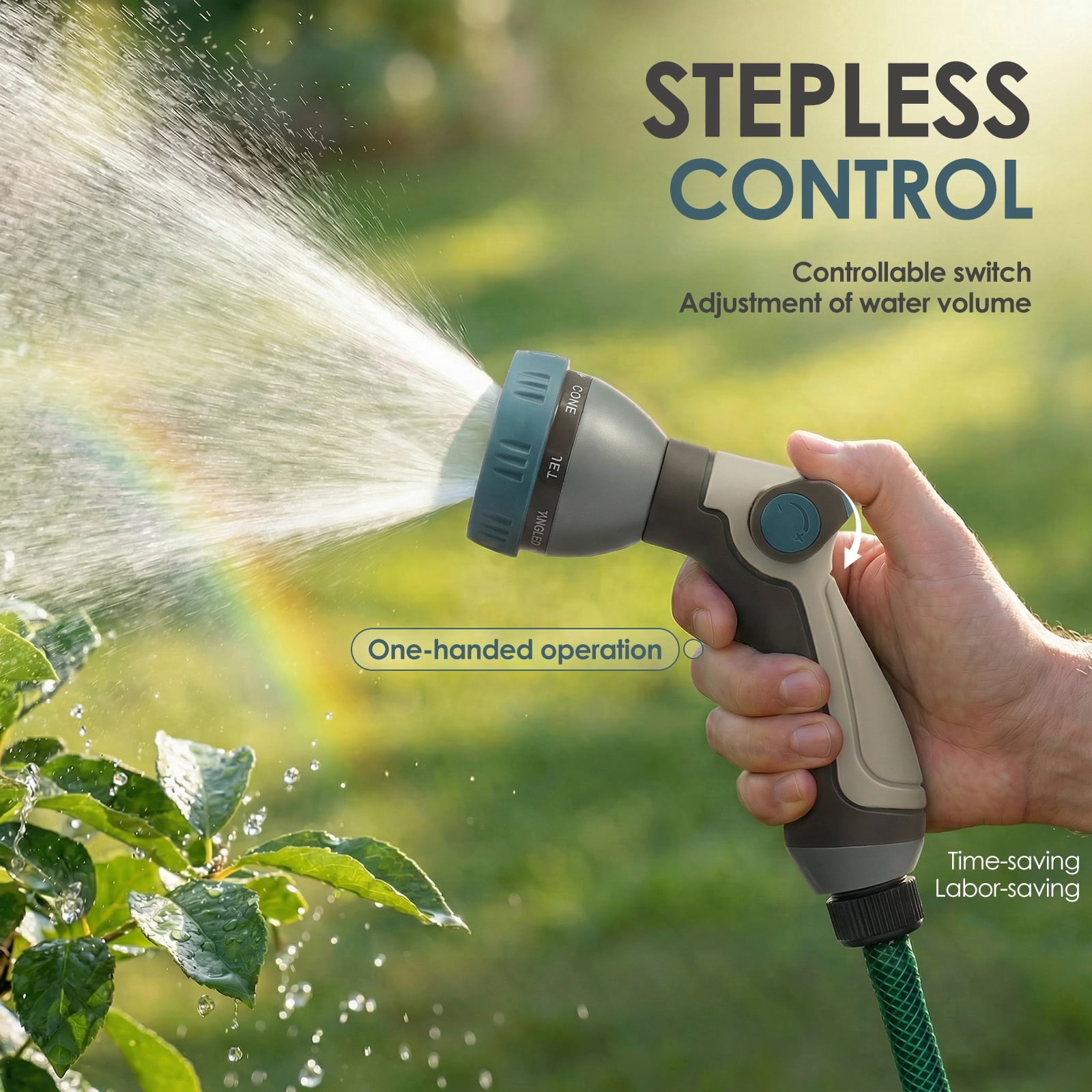 Garden Hose Nozzle Sprayer High Pressure Garden Water Sprayer with 8 Watering Pattern Stepless Flow Adjustment for Washing Car Pet Floor Glass