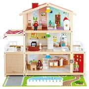 Hape Wooden 10 Room Family Play Mansion Dollhouse W/ Accessories for Ages 3 & up