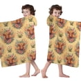 thumbnail image 4 of Yellow Highland Cow Flower Pattern Hooded Bath Towel，60"x35" for Ages 3 To 12 Kids, Quick Dry Lightweight Soft Microfiber Hood Beach Towel Cover Up for Kids, 4 of 7