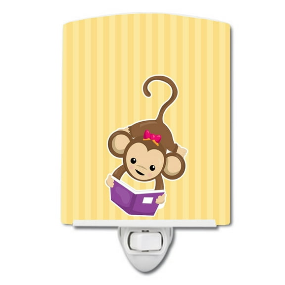 Caroline's Treasures BB7015CNL Monkey Reading Ceramic Night Light, 6x4x3", multicolor