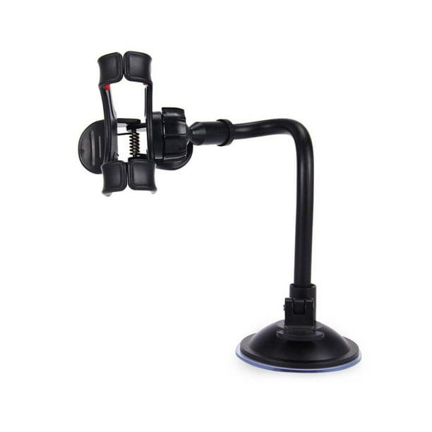 Soporte de teléfono para coche con ventosa y rotación de 360 grados, brazo largo flexible, soporte de montaje para parabrisas y salpicadero (negro)