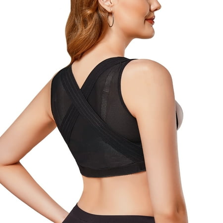 

Irisnaya Chest Up Shapewear for Women Tops Criss-Cross Vest Back Support Posture Corrector Compression Strap Underwear(Black Small)