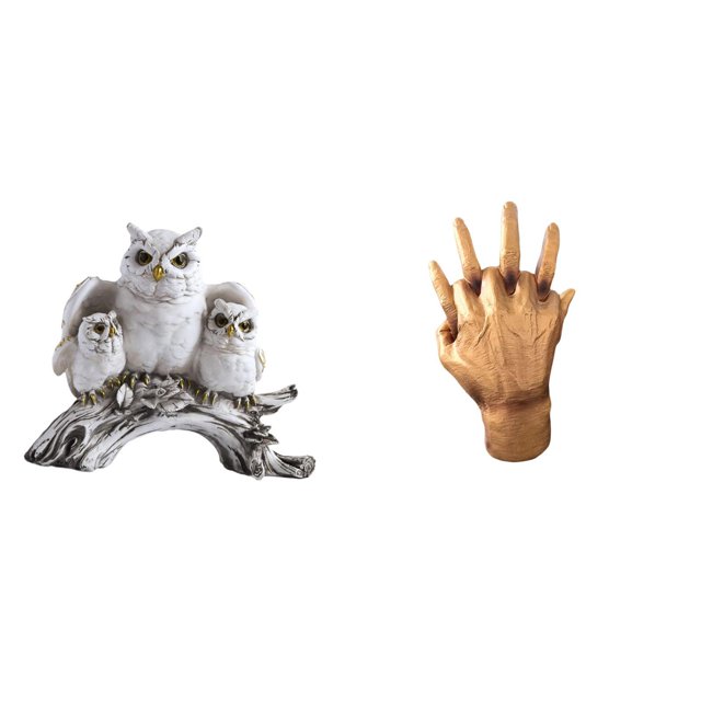 Figuras de búho, artesanías de animales artificiales, escultura de mano, estatua moderna, material de resina, adecuado para dormitorio, sala de estar,