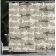 thumbnail image 3 of Ambesonne Sea Animals Shower Curtain, Monochrome Shark Art, 69"Wx84"L, Dark Tan, 3 of 4