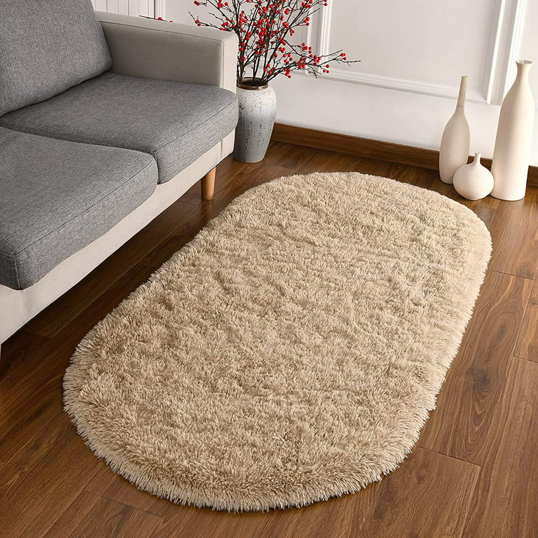 Homore Ultra Soft Modern Oval Rugs for Bedroom,2.6' x 5.3',Camel 