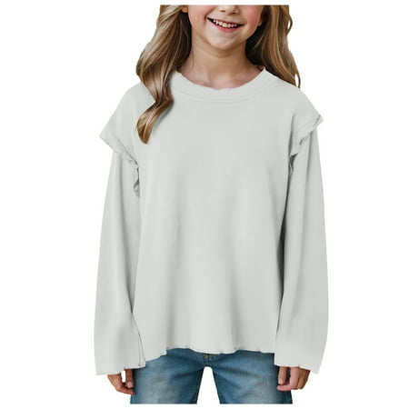 

ZHAGHMIN Children S Base Shirt for Autumn and Winter Cute Crew Neck Warm Top for Boys and Girls Toddler Baby Girls Fall Outfits Size130 Fall Clothes for Toddler Boys White