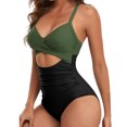 thumbnail image 2 of Traje de baño de una pieza Push Up para mujer Traje de baño recortado de patchwork (M Negro + Verde arena) Ndcxsfigh Para Estrenar, 2 of 8