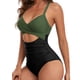 thumbnail image 2 of Traje de baño de una pieza Push Up para mujer Traje de baño recortado de patchwork (M Negro + Verde arena) Ndcxsfigh Para Estrenar, 2 of 8