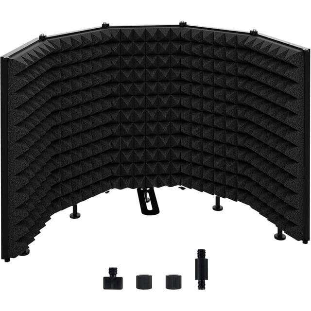 Temgcuam Microphone Isolation Shield – Foldable & Adjustable Soundproof Panel for Recording, Podcasting, Vocal Booth, Studio