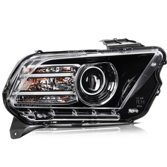 ECCPP Headlight Assembly For Ford Mustang 2013-2014 Passenger Side (Black Housing Clear Lens)