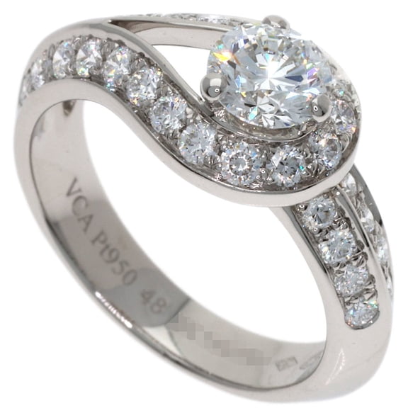 Pre-Owned Van Cleef & Arpels Couture Diamond Ring, Size #48, Platinum PT950, Women's.