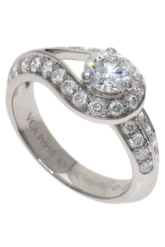 Pre-Owned Van Cleef & Arpels Couture Diamond Ring, Size #48, Platinum PT950, Women's.