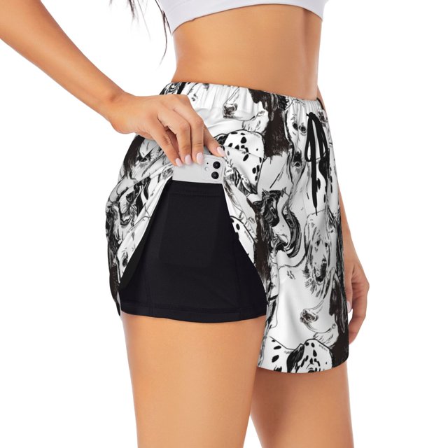 Balery Labrador Retriever Dog Pantalones cortos deportivos para mujer con forro y dos bolsillos, elásticos, para entrenamiento, gimnasio, yoga-Medium