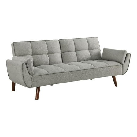 Pemberly Row Fabric Upholstered Buscuit Tufted Covertible Sofa Bed Gray