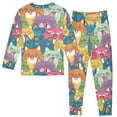 thumbnail image 2 of Dailycode Cotton Pajama Set Snug Fit Long Sleeve Top and Pants for 18M-8Y Colorful Happy Cats Faces, 2 of 7