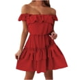 thumbnail image 4 of Summer Sling Dresses for Women, Women's Double Layer Ruffles Slip Dress Summer Solid Sleeveless Sundress Sexy Dresses, 4 of 7