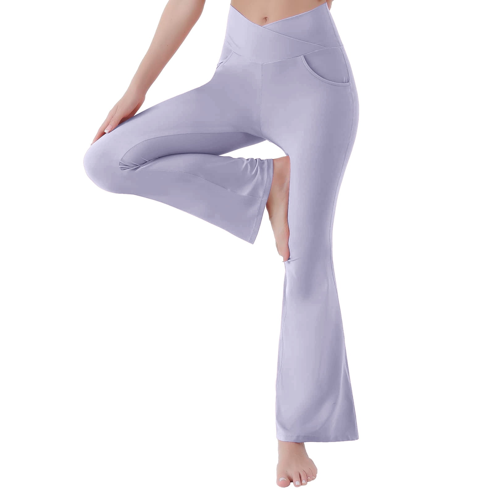 XIAOFFENN Wide Leg Yoga Pants For Women, Capri Pants for Women Casual  Summer Yoga Dress Capris Work Athletic Golf Pants Elastic Waist Beach Pants  Gray