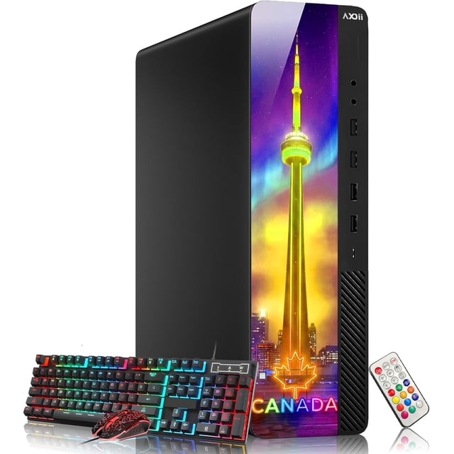 PC de Jeu de Bureau – Processeur Intel Core i7 jusqu'à 4,0 GHz 32 Go de RAM DDR4 512 Go SSD AMD Radeon RX 550 4 Go GDDR5 Wi‐Fi Windows 11 Pro - AXOII - Remis à Neuf